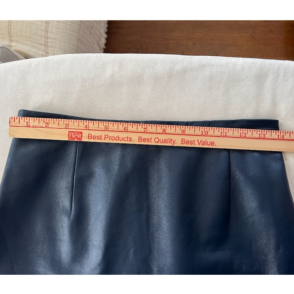 TIBI Soft Genuine Leather Pencil Skirt in Navy Blue - 2 - Picture 9 of 12